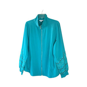 CHICO'S Women's Size XL Teal Front Zip Comfort Loungewear Activewear Jacket